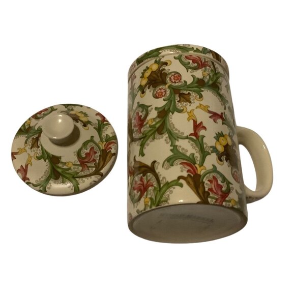 World Market 3pc Tea Set Strainer Cup With Lid 6.25" Floral Paisley Infuser - Picture 2 of 6